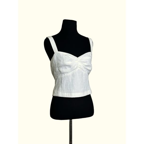 RACHEL ZOE cream cropped ruched gauze sleeveless top size 4 - Picture 10 of 12